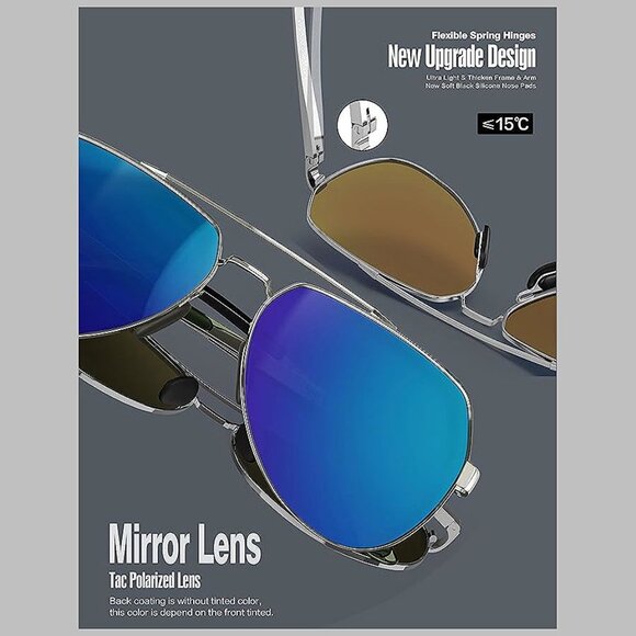 Aviator Sunglasses for Men Women Polarized New , Dark Blue - Picture 4 of 6